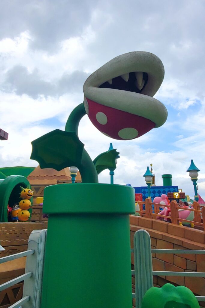 Piranha plant at the Yoshi ride in Super Nintendo World at Epic Universe