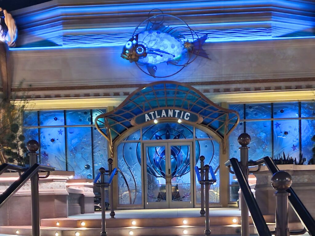 outside of Atlantic restaurant at Epic Universe