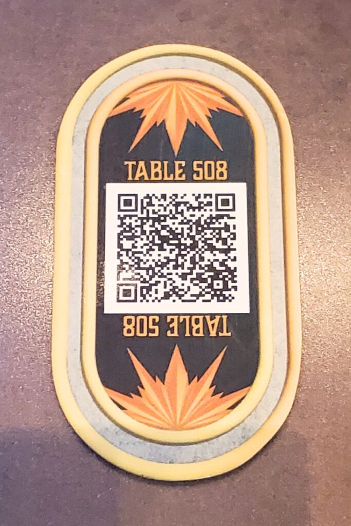 QR code on table for mobile ordering